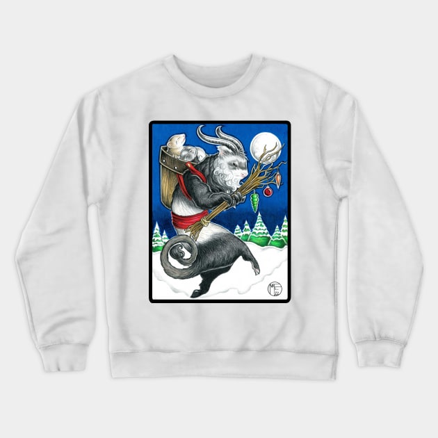 Ferret Krampus - Black Outlined Version Crewneck Sweatshirt by Nat Ewert Art